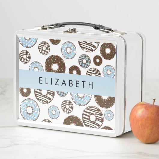 Lunch Box Donuts Bleus, Donuts Brown, Sprinkings, Votre Nom (En situation)