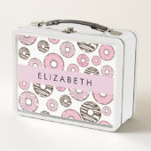 Lunch Box Donuts Roses, Donuts Blancs, Sprinkings, Votre Nom (Devant)