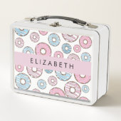 Lunch Box Donuts Roses, Donuts Bleus, Sprinkings, Votre Nom (Devant)