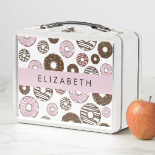 Lunch Box Donuts Roses, Donuts Brown, Sprinkings, Votre Nom