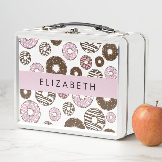Lunch Box Donuts Roses, Donuts Brown, Sprinkings, Votre Nom (En situation)