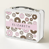 Lunch Box Donuts Roses, Donuts Brown, Sprinkings, Votre Nom (Dos)