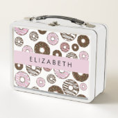 Lunch Box Donuts Roses, Donuts Brown, Sprinkings, Votre Nom (Devant)