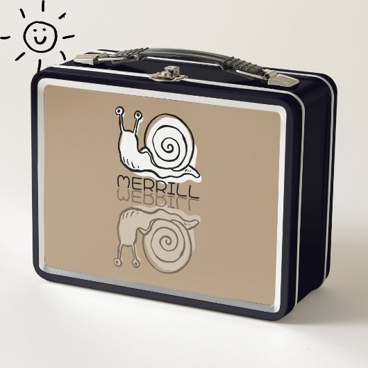 Lunch Box Doodle de réflexion de joli escargot marron Nom pe