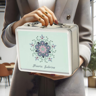 Lunch Box Doodles de mandala modernes turquoise et rose