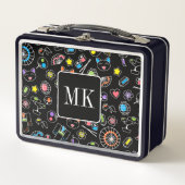 Lunch Box Doodles japonais Kawaii sur initiales de monogramm (Devant)