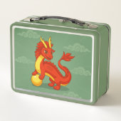 Lunch Box Dragon Chinois Rouge sur Fond Vert (Dos)