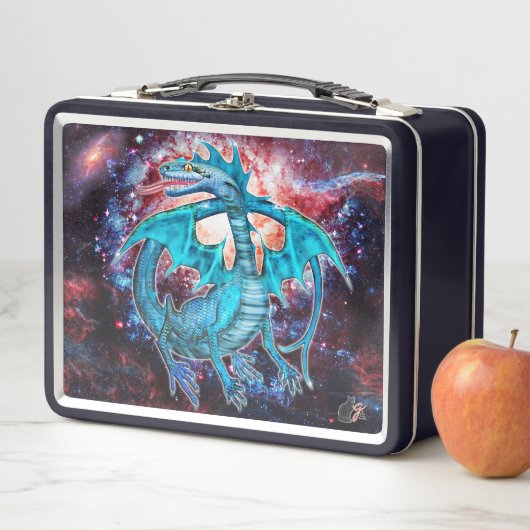 Lunch Box Dragon cosmique Turquoise (En situation)