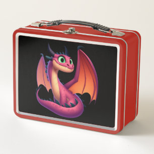 Lunch Box Dragon de dessin animé mignon violet/rouge