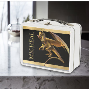 Lunch Box Dragon de fantaisie en or personnalisé
