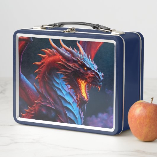 Lunch Box Dragon rouge et bleu (En situation)