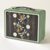 Lunch Box Dragonflies de Steampunk sur arrière - plan rayé b (Dos)