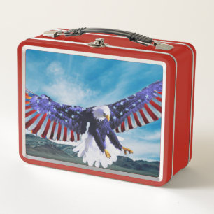 Lunch Box Drapeau américain Aigle volant dans le ciel