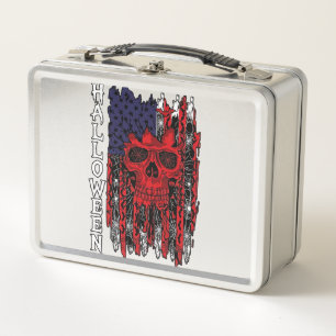 Lunch Box Drapeau américain crâne rouge Halloween Toiles d'a