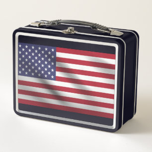 Lunch Box Drapeau américain en métal patriotique Lunette