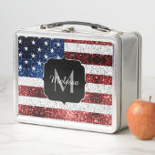 Lunch Box Drapeau américain rouge blanc brillant parties sci (En situation)