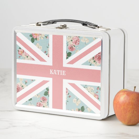 Lunch Box Drapeau anglais d'Union Jack de roses (En situation)