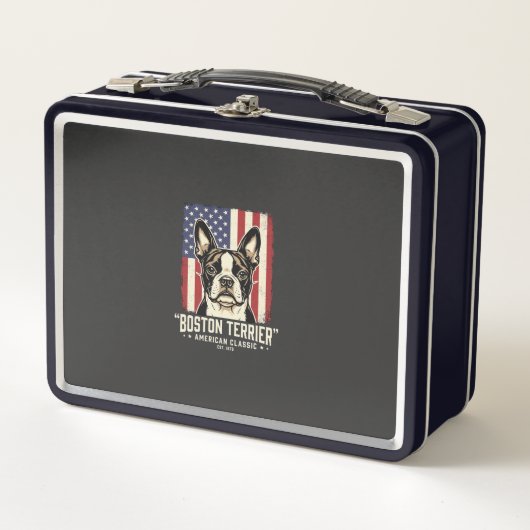 Lunch Box Drapeau Classique Américain Boston Terrier (Devant)