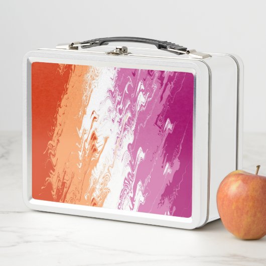 Lunch Box Drapeau de fierté lesbienne abstrait trippy ondulé (En situation)