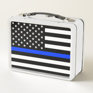 Lunch Box Drapeau de police de la ligne bleue mince