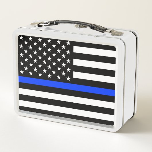 Lunch Box Drapeau de police de la ligne bleue mince (Dos)