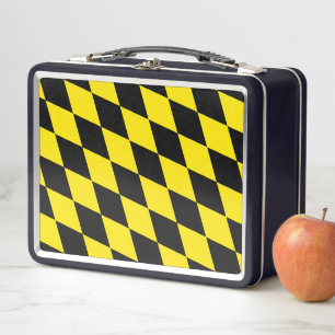 Lunch Box Drapeau diamant de Bavière noire et jaune Motif