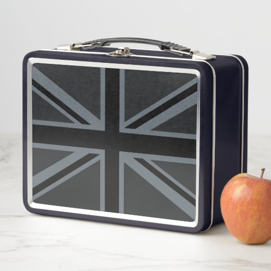 Lunch Box Drapeau noir Union Jack UK Design (En situation)