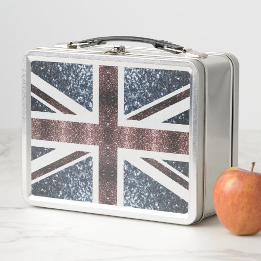 Lunch Box Drapeau rustique UK rouge bleu étincelants parties (En situation)