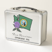 Lunch Box Drapeau Washington et Fleur Rhododendron Pacifique (Devant)