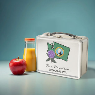 Lunch Box Drapeau Washington et Fleur Rhododendron Pacifique