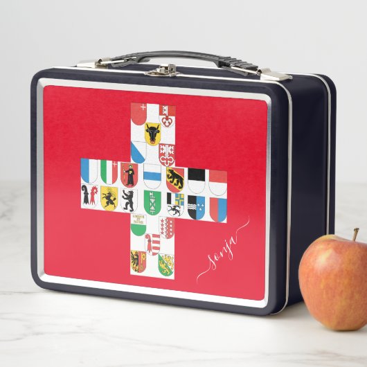 Lunch Box Drapeaux cantonaux suisses intégrés au drapeau sui (En situation)