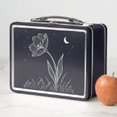 Lunch Box Dreamlit Moonlit Flower Line Art avec étoiles (En situation)
