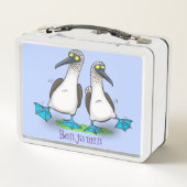 Lunch Box Drôle bleu pieds croisés dessin de dessins animés (Dos)