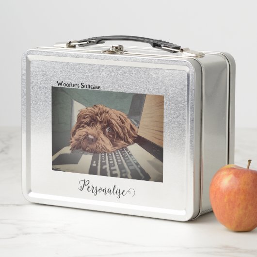 Lunch Box Drôle Brown Chien Ordinateur Woofter Pet Suitcase (En situation)