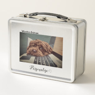 Lunch Box Drôle Brown Chien Ordinateur Woofter Pet Suitcase