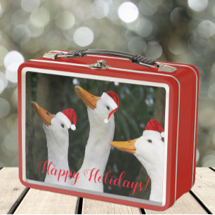 Lunch Box Drôle Canards blancs portant Rouge Père Noël Casqu