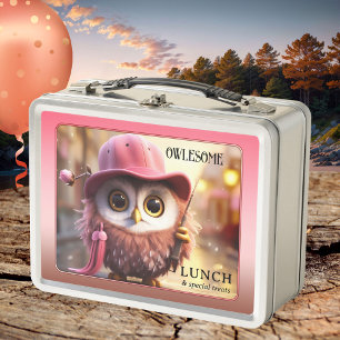 Lunch Box Drôle Chouette rose