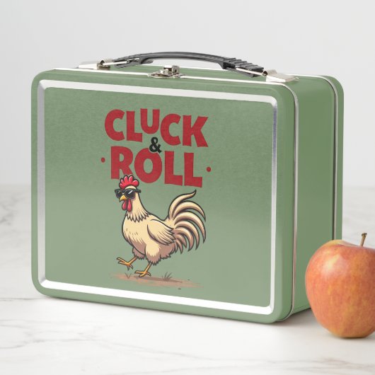 Lunch Box Drôle "Cluck & Roll" Cool Rooster Conception de de (En situation)