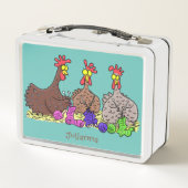 Lunch Box Drôle dessin animé de poulets de tricot (Dos)