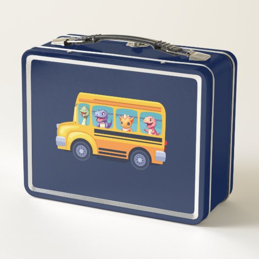 Lunch Box Drôle dinosaure Retour à l'école Bus garçon Annive (Dos)