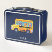 Lunch Box Drôle dinosaure Retour à l'école Bus garçon Annive (Devant)