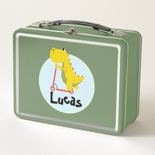 Lunch Box Drôle dinosaure Scooter jouet retour à l'école gar (Devant)