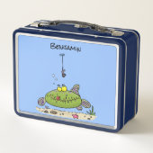 Lunch Box Drôle gras affamé poisson vert dessin de pêche (Dos)