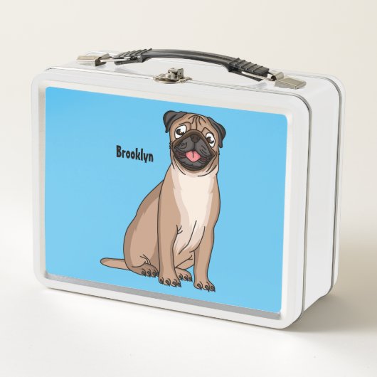Lunch Box Drôle joyeux dessin animé de chien de carlin (Devant)