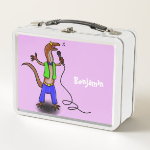 Lunch Box Drôle lézard chantant avec bande dessinée de micro