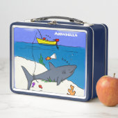 Lunch Box Drôle requin couché et dessin animé de pêche (En situation)