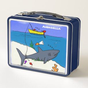 Lunch Box Drôle requin couché et dessin animé de pêche