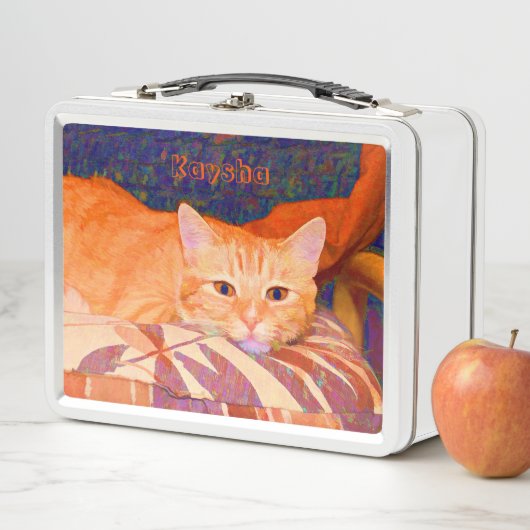 Lunch Box Drôle Tabby Chat Bright Orange Cute (En situation)
