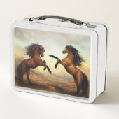 Lunch Box Dueling Stallions Peinture Boîte à lunch en métal (Dos)