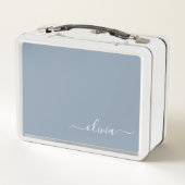 Lunch Box Dusty Blue minimaliste moderne Monogramme élégant (Dos)